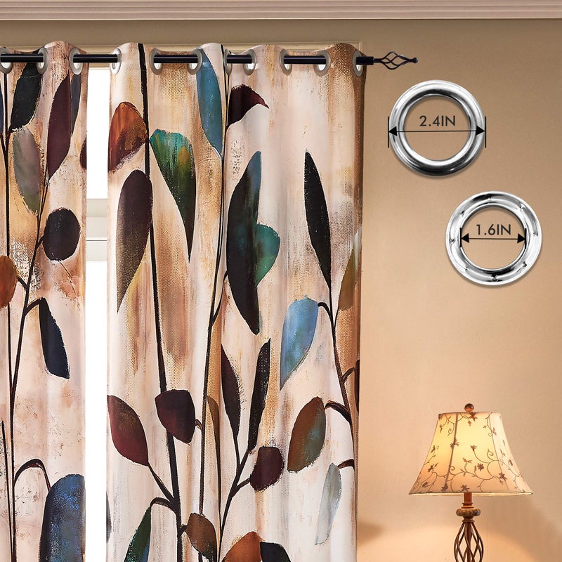 SUBRTEX Light Flitering Curtains 52Wx84L, Room Darkening Vibrant Floral Drapes, 50% Blackout, Semi Sheer Boho Farmhouse Curtains for Living Room, Brown - Image 3
